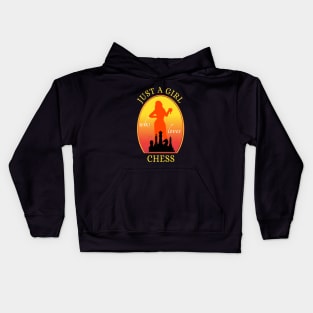 Just A Girl Who Loves Chess vintage sunset Kids Hoodie